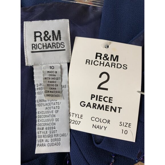 Size 10 R&M Richards 2-Piece Navy Gown & Sheer Jacket Mother of Bride NWT 8555 - Picture 3 of 13